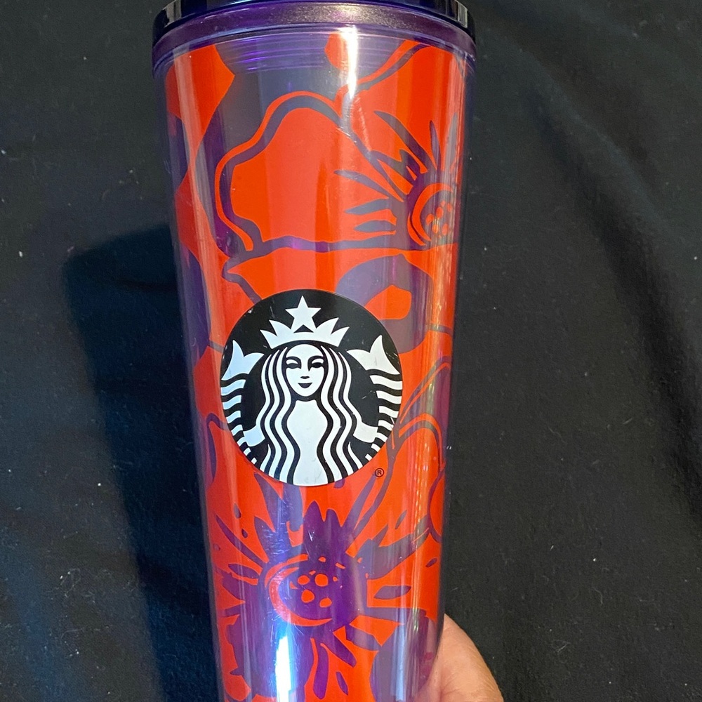 Starbucks 24oz Red and Purple Floral Tumbler